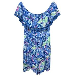 Lilly Pulitzer LaFortuna Shorts Romper FLAW Size L Tassels Preppy Resortwear